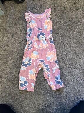 Carter's Pink Floral Romper with Blue & Peach Blooms